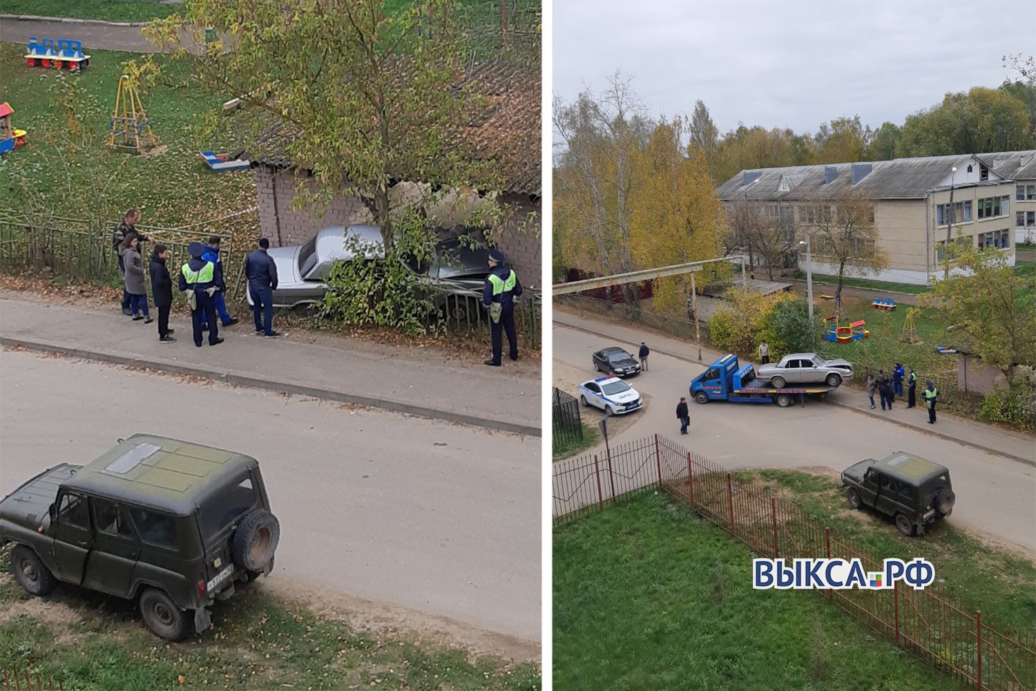 Волга» протаранила веранду детского сада